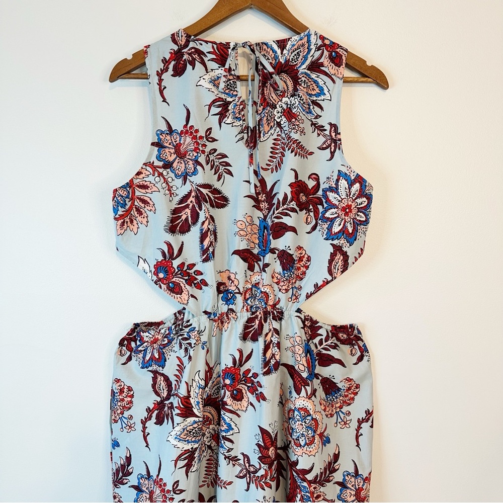 NWT RHODE Target Cut Out Midi Dress Floral Paisley Island Blue Pockets, Large - Picture 8 of 16